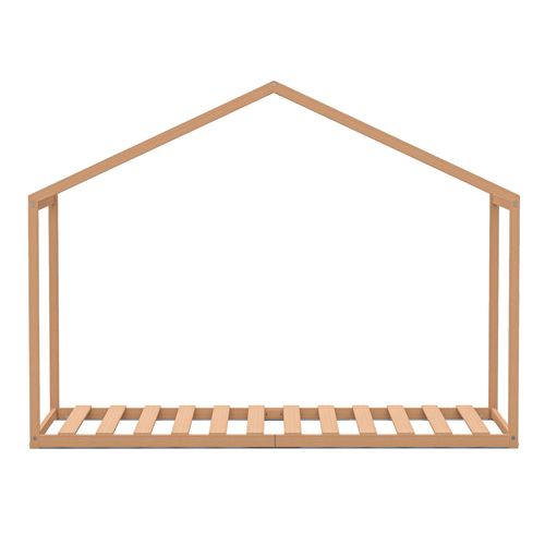 Lit Cabane Enfant 90x190cm Bois Massif Wate Naturel Inclus Sommier