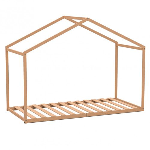 Lit Cabane Enfant 90x190cm Bois Massif Wate Naturel Inclus Sommier