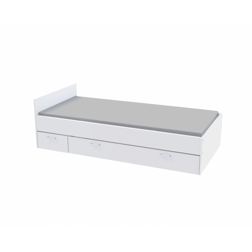 Lit 1 Place 90x190cm Blanc Tido Inclus Chevet Et Tiroir Pour Rangement