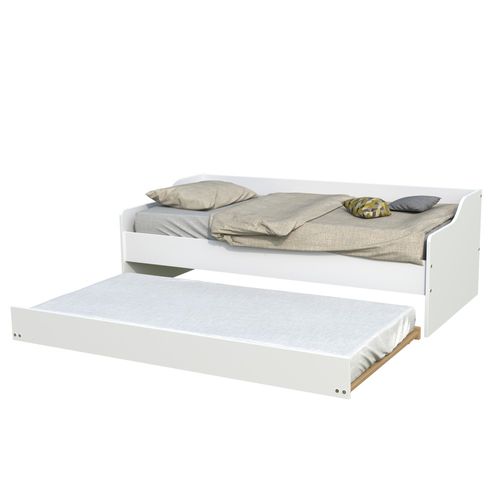 Lit Gigogne 90x190cm Blanc Swity  Blanc Inclus Sommier Et 1 Tiroir Lit