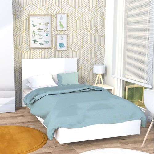 Lit Simple 1 Place 90x190cm Blanc Avec Sommier Lifa