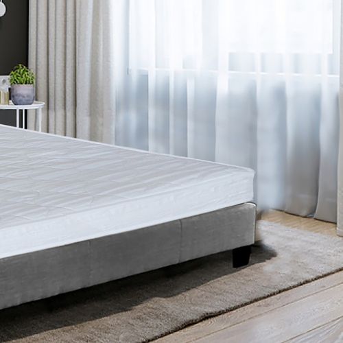 Lit 1 Place 90x190cm Tissu Gris Foncé Avec Sommier Dusin