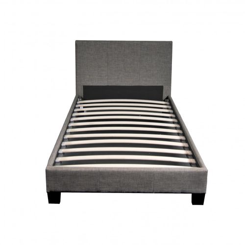 Lit 1 Place 90x190cm Tissu Gris Foncé Avec Sommier Dusin