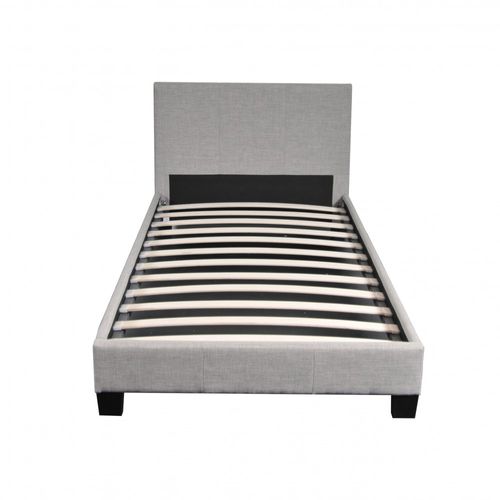 Lit 1 Place 90x190cm Tissu Gris Clair Avec Sommier Dusin