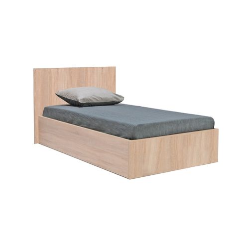Lit Coffre 1 Place 90x190cm Couleur Chêne Avec Sommier Maro