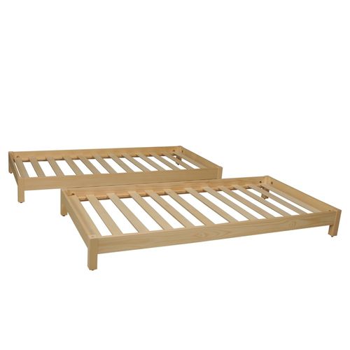 Lit Empilable 1 Place 80x200cm 2 Sommiers Inclus Bois Clair