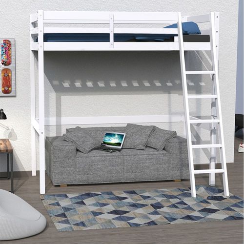 Lit Mezzanine 90x190cm Blanc Sala Avec Incl. Sommier Et Échelle
