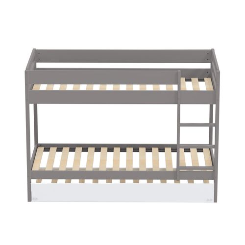 Lit Superposé Et 1 Lit Tiroir 90x190 Will Gris Incl. Sommier