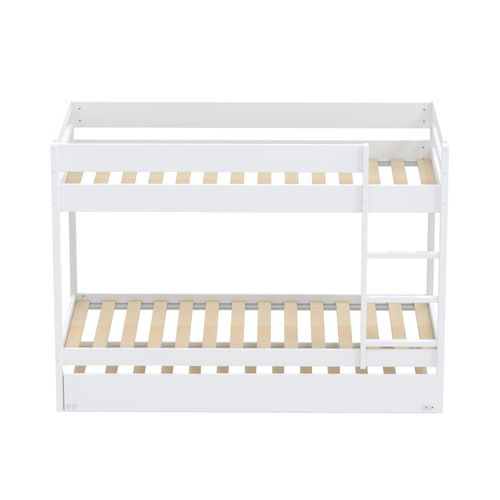 Lit Superposé Et 1 Lit Tiroir 90x190 Will Blanc Incl. Sommier