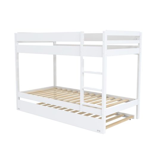 Lit Superposé Et 1 Lit Tiroir 90x190 Will Blanc Incl. Sommier