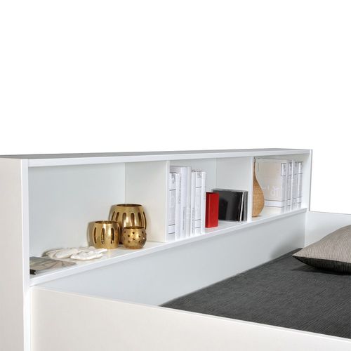 Lit Superposé 90x190 Liva Blanc Incl. 2 Sommiers Et Étagères De Rangement