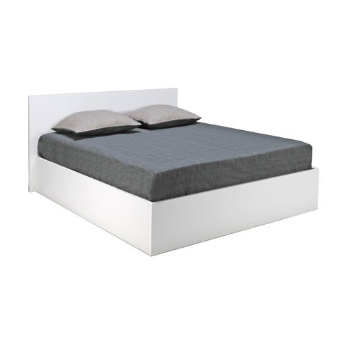 Lit Coffre 2 Places 160x200cm Blanc Avec Sommier Maro