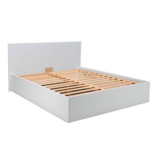 Lit Coffre 2 Places 180x200cm Blanc Avec Sommier Maro