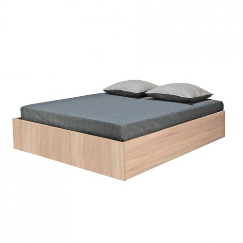 Lit Coffre 2 Places 140x190cm Couleur Chêne Avec Sommier Bilyba