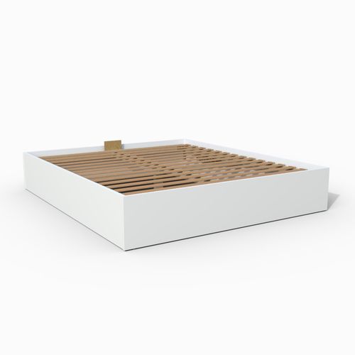 Lit Coffre 2 Places 140x190cm Couleur Blanc Avec Sommier Bilyba