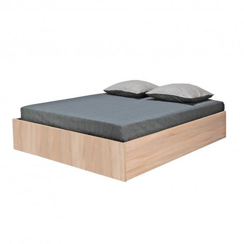 Lit Coffre 2 Places 180x200cm Couleur Chêne Avec Sommier Bilyba