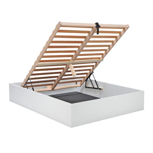 Lit Coffre 2 Places 180x200cm Couleur Blanc Avec Sommier Bilyba