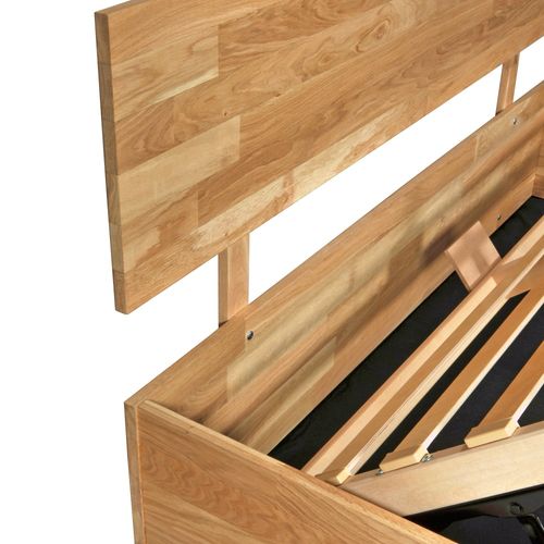 Lit Coffre 2 Places 140x200cm Chêne Massif Huilé Avec Sommier Mali