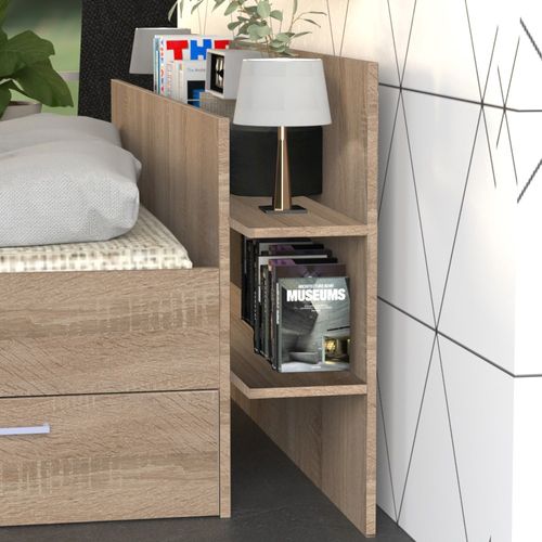 Lit 2 Places 140x190cm Chêne Sand Inclus Sommier Et Tete De Lit Et 2 Tiroirs