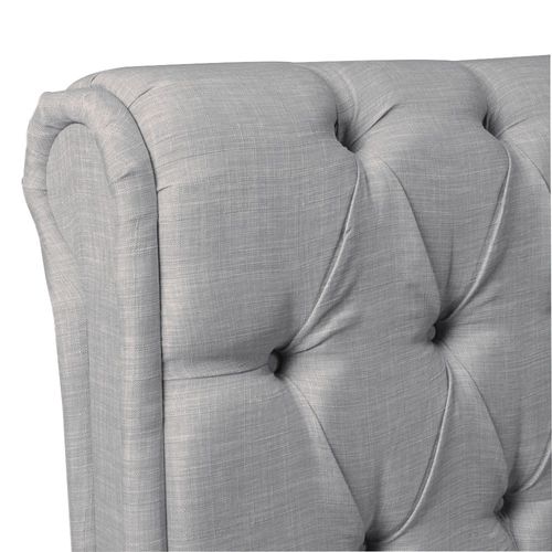 Lit 2 Places 140x190cm Chalin Gris Clair Avec Tête De Lit Inclus Sommier Et 4 Tiroirs Pour Rangement