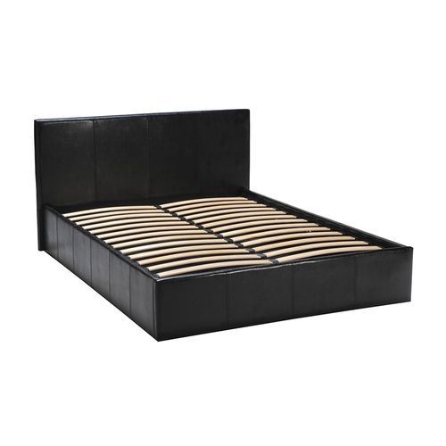 Lit Coffre 2 Places 140x190cm Noir Avec Sommier Bacelan