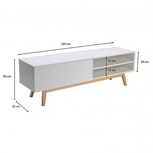 Meuble TV  160x42x50 Cm Hona - Blanc
