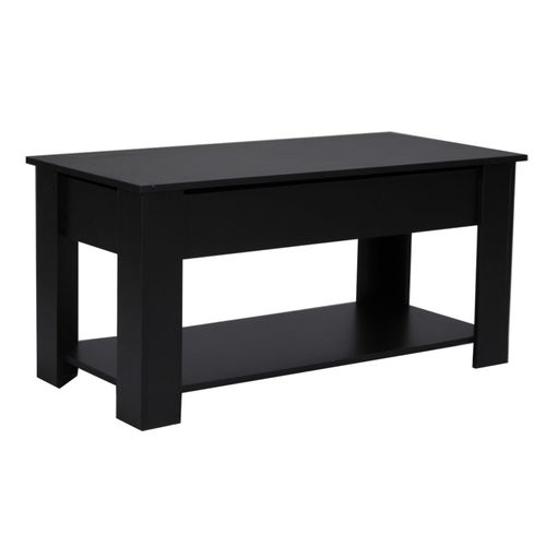 Table Relevable 100x50cm Noir Avec Étagère De Rangement Table Salon Bureau Ufuk