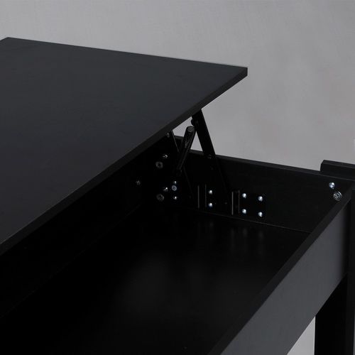 Table Relevable 100x50cm Noir Avec Étagère De Rangement Table Salon Bureau Ufuk