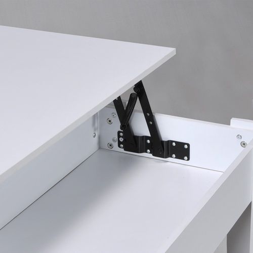 Table Relevable 100x50cm Blanc Avec Étagère De Rangement Table Salon Bureau Ufuk