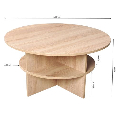 Table Basse Ronde 80cm 2 Plateaux Pratique Pour Le Rangement