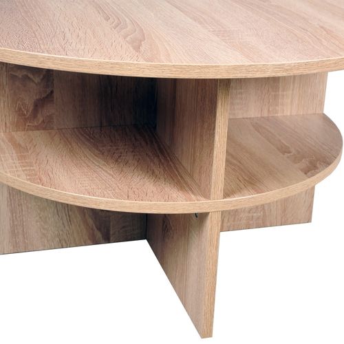 Table Basse Ronde 80cm 2 Plateaux Pratique Pour Le Rangement
