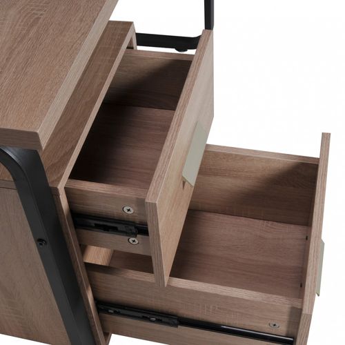 Bureau 120x60cm Couleur Chêne Et Metal Noir Avec 2 Tiroirs Perle