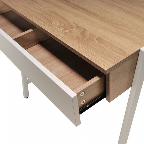 Bureau 80x48cm Couleur Chêne Et Blanc Polu Avec 1 Tiroir