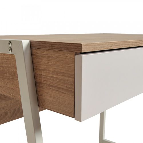 Bureau 80x48cm Couleur Chêne Et Blanc Polu Avec 1 Tiroir
