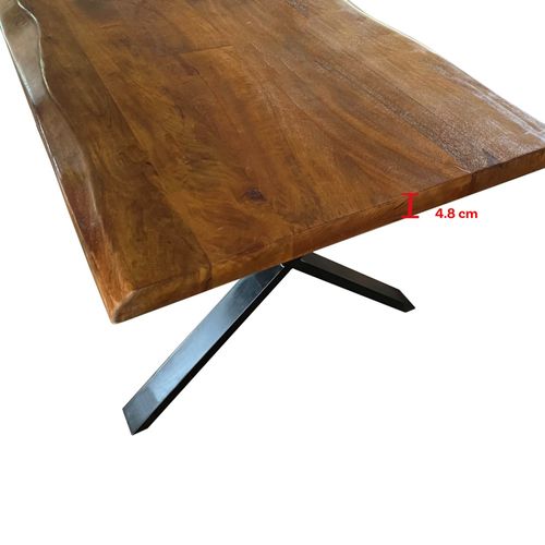 Table à Manger Bois Massif 90x200cm Couleur Naturel Pied Métal