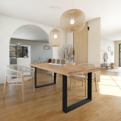 Table à Manger 200x100cm Chênemassif Pied Métal Catau