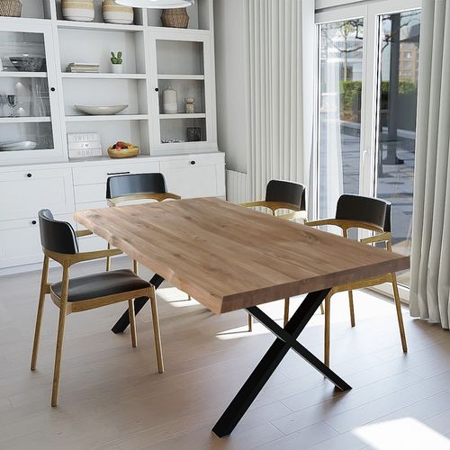 Table à Manger 200x100cm Chênemassif Pied Métal Avan