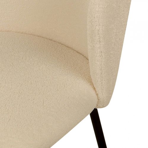 Lot De 2 Chaises En Tissu Bouclettes Confortable Beige