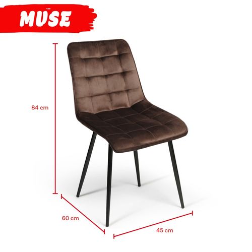 Lot De 4 Chaises En Tissu Velours Marron Pieds Métal Confortable Mila