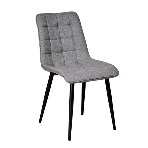 Lot De 4 Chaises En Tissu Velours Gris Pieds Métal Confortable Mila