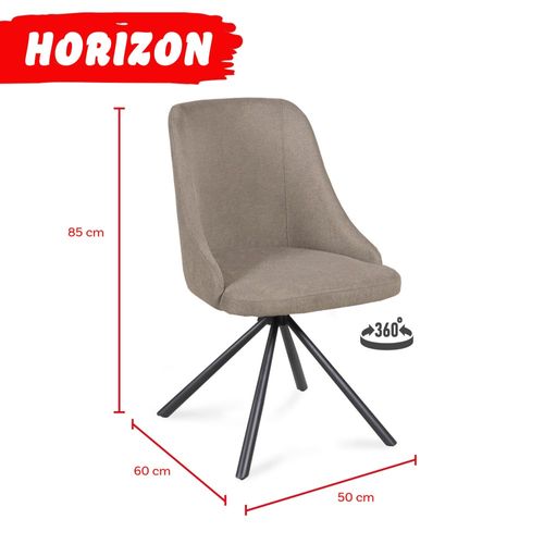 Lot De 4 Chaises Pivotantes En Tissu  Beige Pieds Métal Confortable Hora