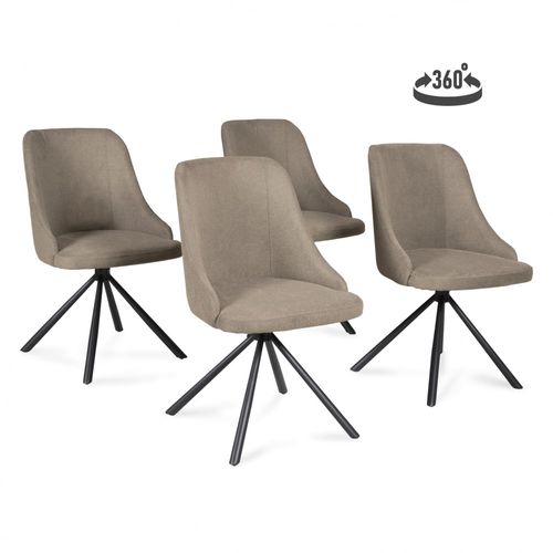 Lot De 4 Chaises Pivotantes En Tissu  Beige Pieds Métal Confortable Hora