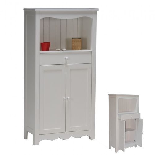 Meuble De Rangement Buffet 2 Portes 1 Tiroir Blanc Omi