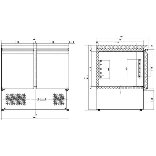 Table Réfrigérée Négative Compacte - 2 Portes -