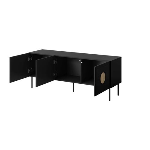 Meuble TV 150x60x40 Cm Noir Mat/chêne Artisan Palazo Meuble Hi-fi Luxueux Sur Pieds