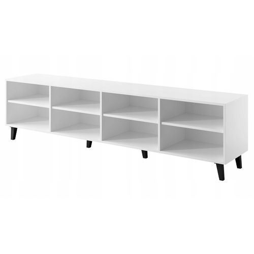 Meuble TV 200x52x42 Cm Blanc Mat Viso Meuble Hi-fi Luxueux Sur Pieds
