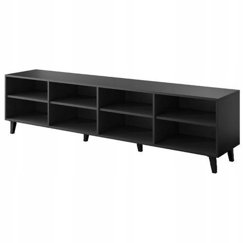 Meuble TV 200x52x42 Cm Noir Mat Futi Meuble Hi-fi Luxueux Sur Pieds