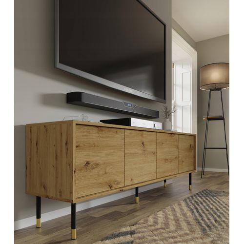 Meuble TV 180x40x60 Cm Meuble Hi-fi Luxueux Sur Pied Couleur Chêne Artisan Meshewood