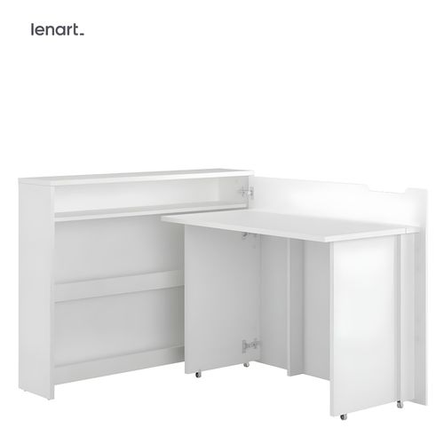 Lenart Bureau Extensible Avec Rangement 115cm Office Consus Cw01p Blanc Mat Droit