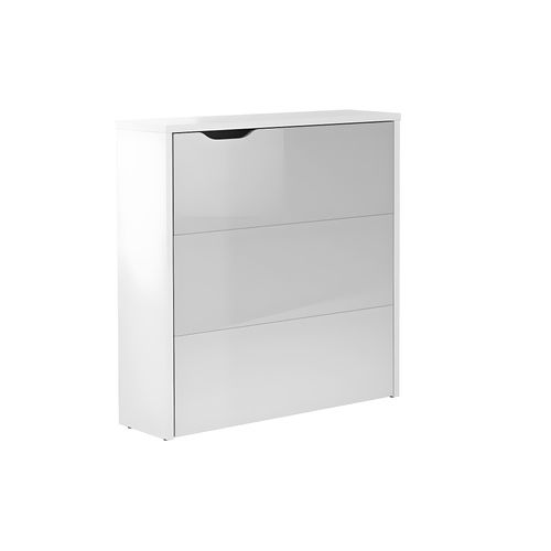 Lenart Bureau Extensible Avec Rangement 90cm Office Consus Slim Cw02p Blanc Brillant Droit